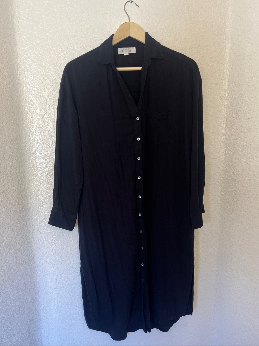 L*SPACE Barcelona Black Shirt Dress Button Down Midi